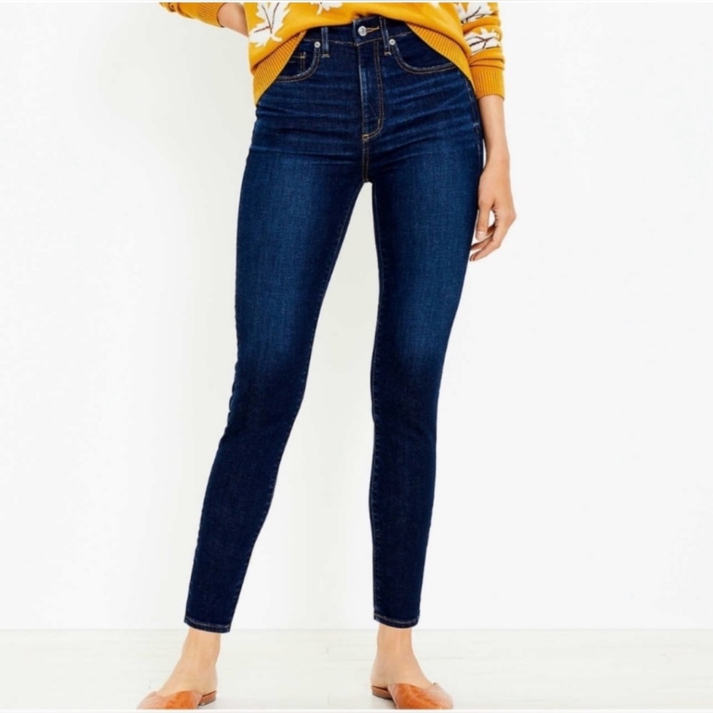 LOFT The Curvy skinny Women's Deep Indigo Jeans